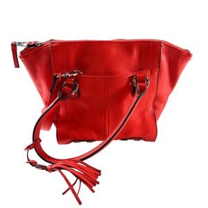 Tignanello Red‎ Pebbled Leather Crossbody Shoulder Bag Tassel
